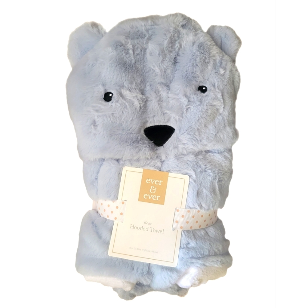 NWT Soft fluffy bear hooded towel